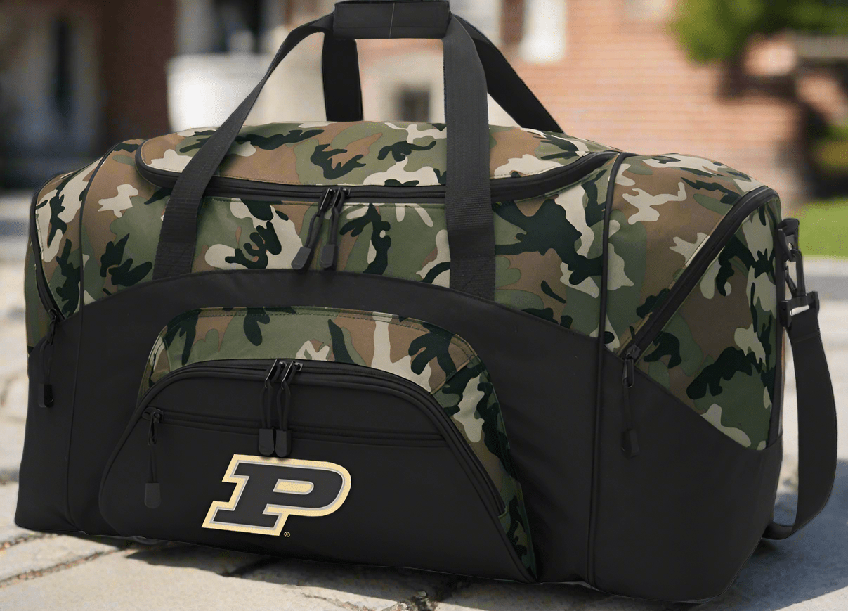 Purdue Camo Duffel Bag – Official Boilermakers Travel, Gym & Sports Bag with Shoulder Strap – 600D Polyester