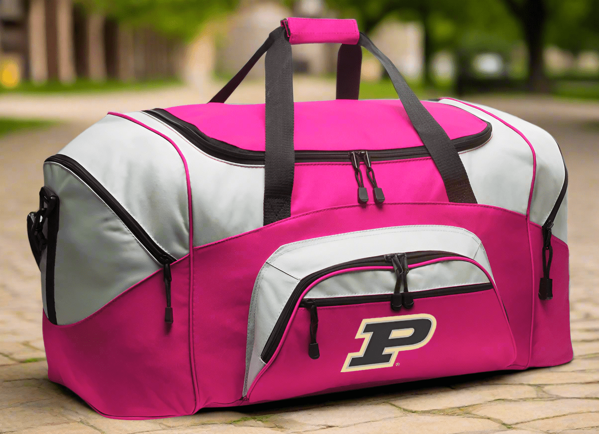 Purdue University Duffel Bag Large Gym, Travel & Suitcase-Style Gear Bag Pink