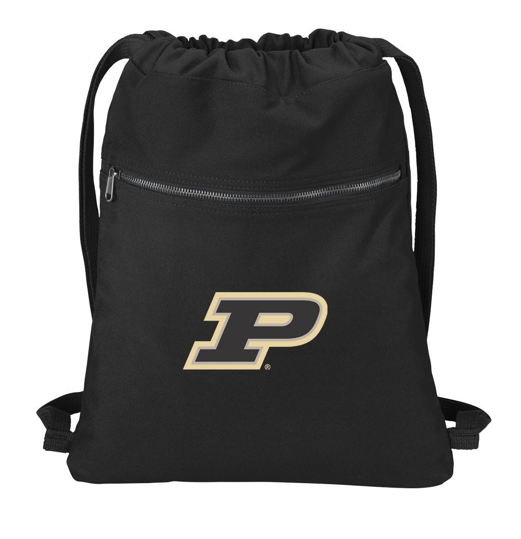 Purdue University Canvas Drawstring Backpack Cotton Cinch Pack Bag