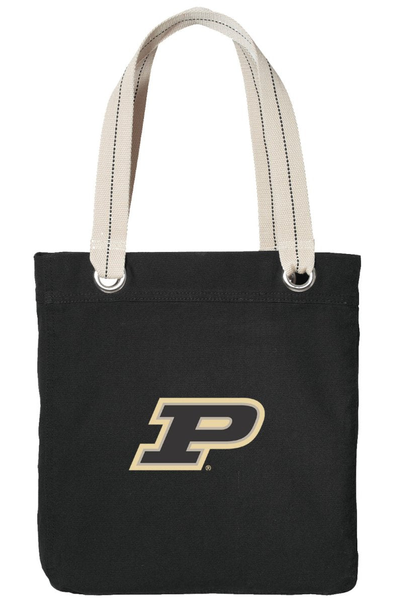 Purdue University Tote Bag Purdue Deluxe Canvas Shoulder Bag Black
