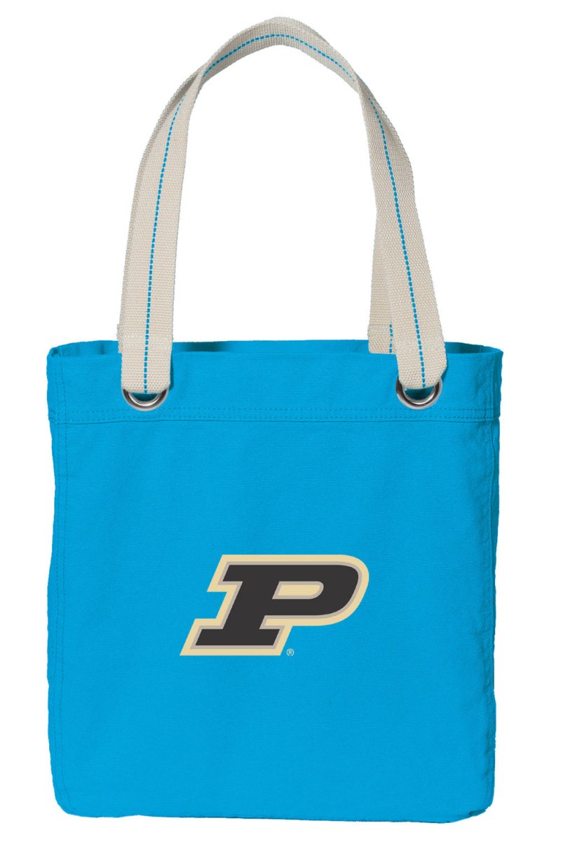 Purdue University Tote Bag Purdue Deluxe Canvas Shoulder Bag Light Blue