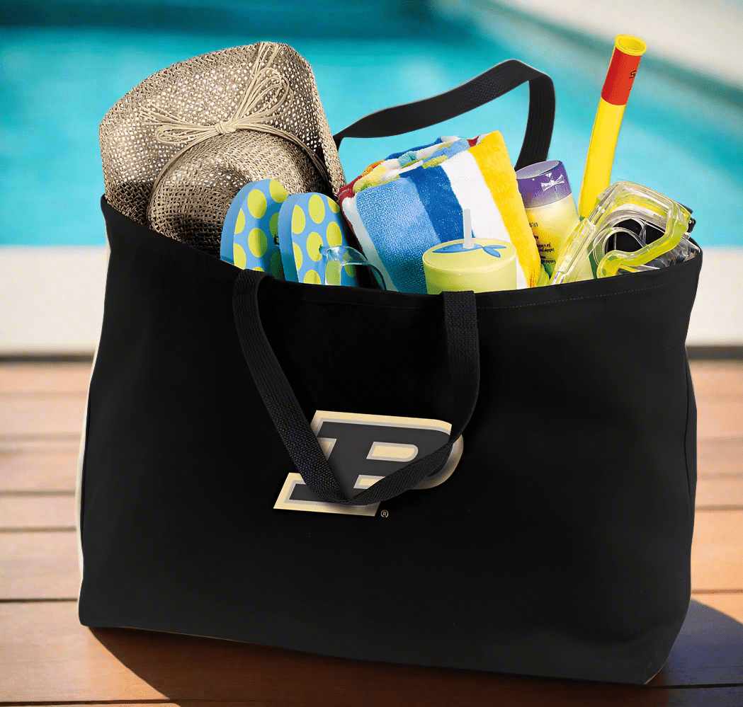 Purdue University Large Tote Bag Purdue Jumbo Tote for Beach Pool or Travel Black