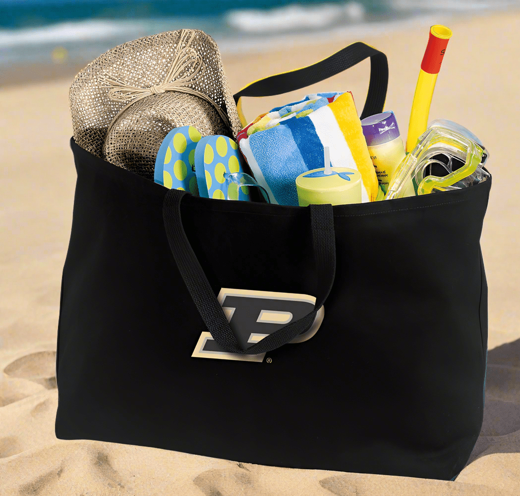 Purdue University Large Tote Bag Purdue Jumbo Tote for Beach Pool or Travel Black