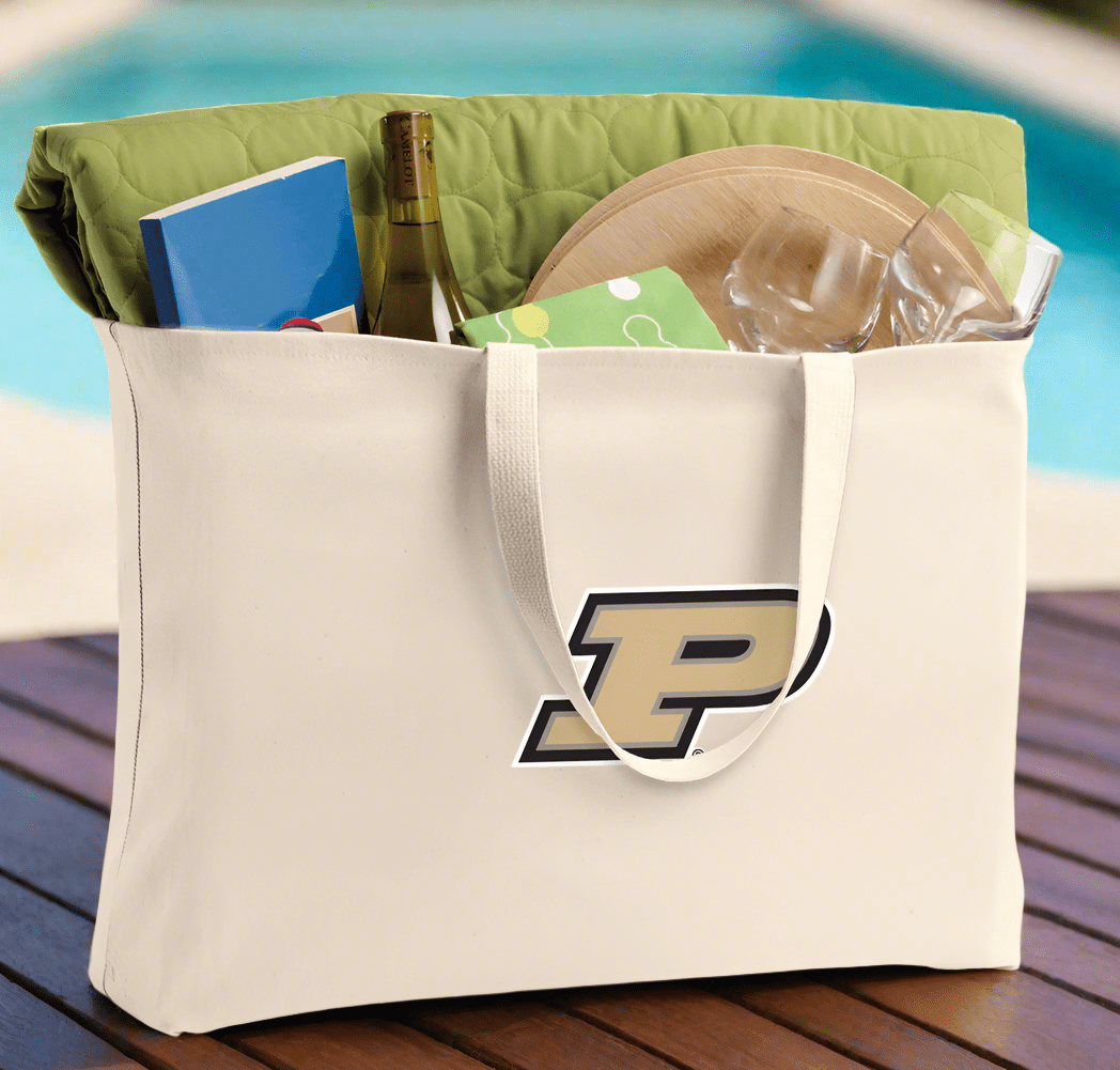 Purdue University Large Tote Bag Purdue Jumbo Tote for Beach Pool or Travel Tan