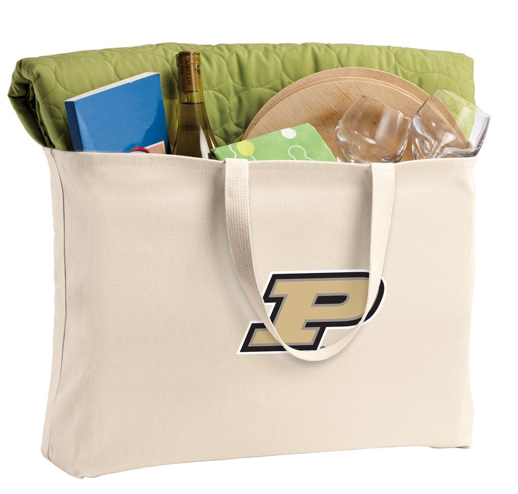 Purdue University Large Tote Bag Purdue Jumbo Tote for Beach Pool or Travel Tan