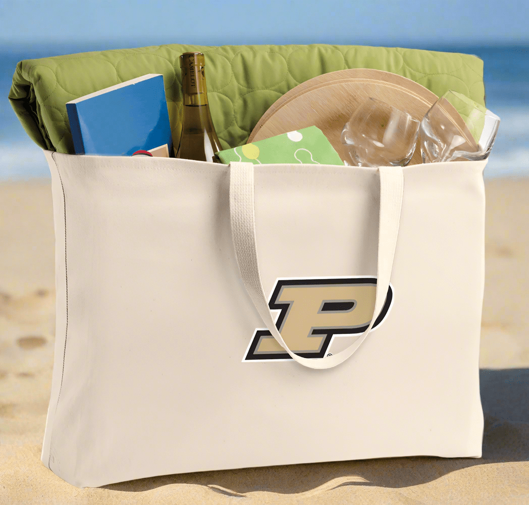 Purdue University Large Tote Bag Purdue Jumbo Tote for Beach Pool or Travel Tan