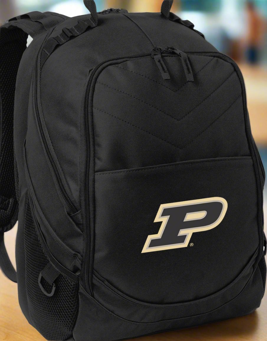 Purdue Laptop Backpack – Official Boilermakers Bookbag – 17" Laptop Sleeve, NCAA School Gear – 600D Polyester Black