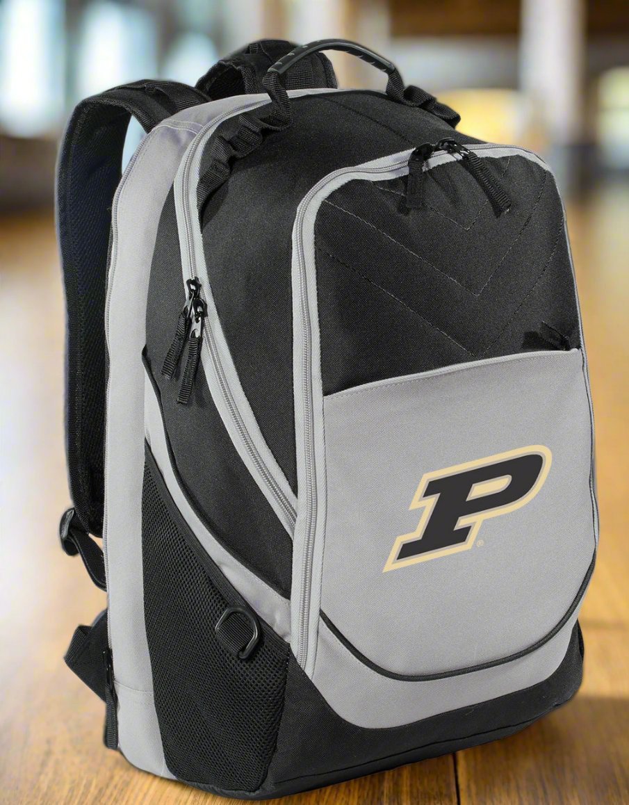 Purdue Laptop Backpack – Official Boilermakers Bookbag – 17" Laptop Sleeve, NCAA School Gear – 600D Polyester Black and Gray