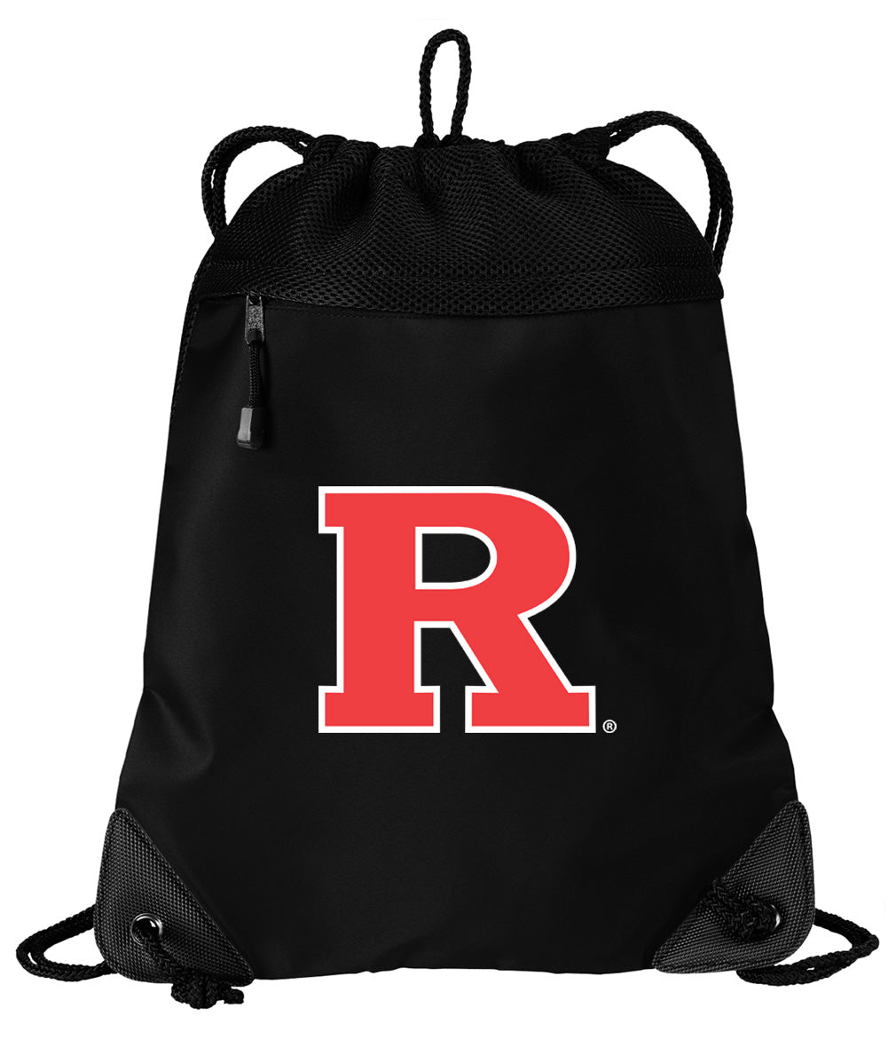 Rutgers Drawstring Backpack RU Cinch Pack - Mesh & Microfiber Black