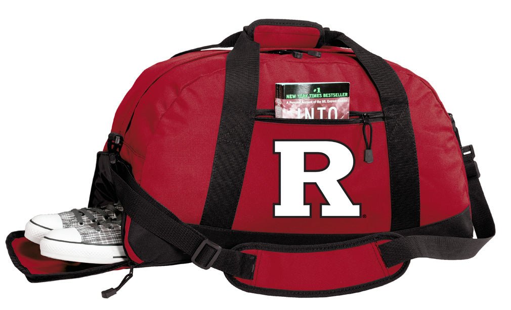 Rutgers Duffel Bag – Official Scarlet Knights Medium Gym & Travel Bag with Shoe Pocket – 600D Polyester Red