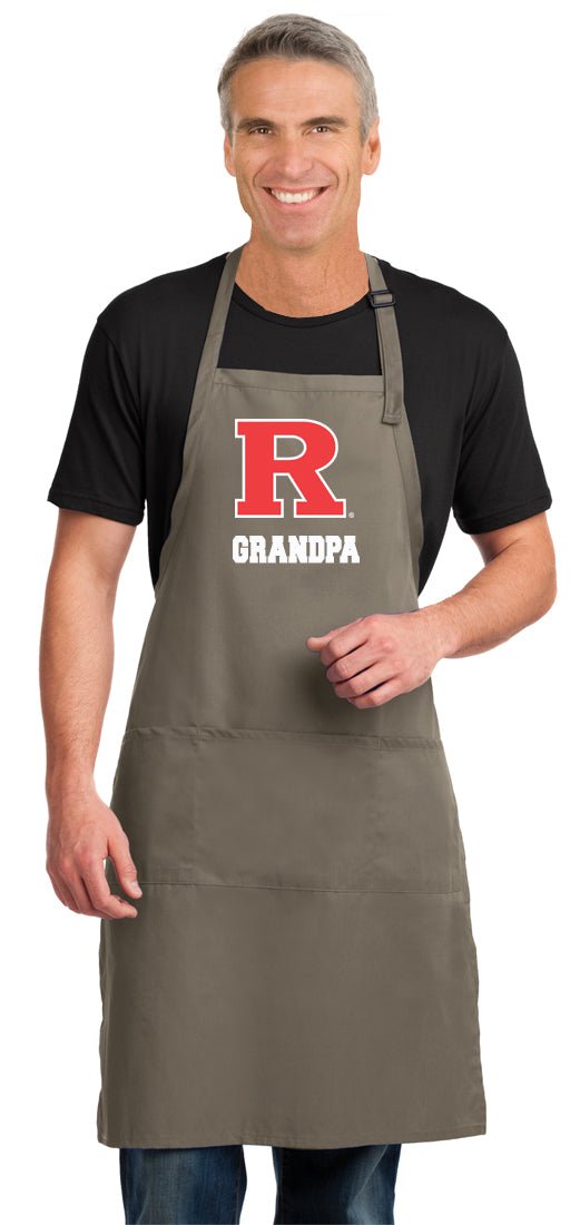Rutgers Large Apron RU Apron - Adjustable with Pockets Grandpa on Khaki