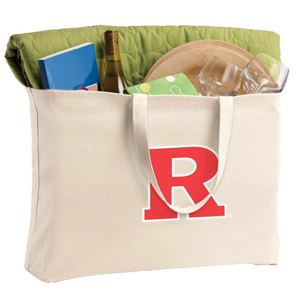 Rutgers Large Tote Bag RU Jumbo Tote for Beach Pool or Travel Tan