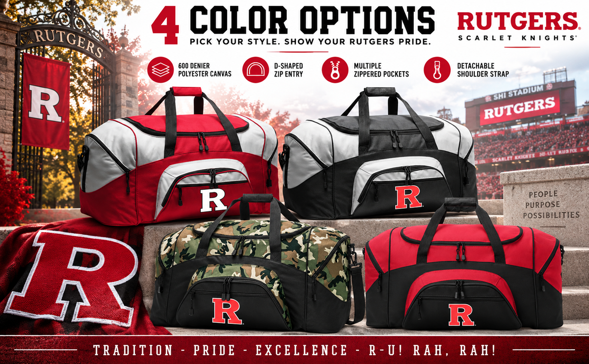 Rutgers Duffel Bag Large RU Gym, Travel & Suitcase-Style Gear Bag Red