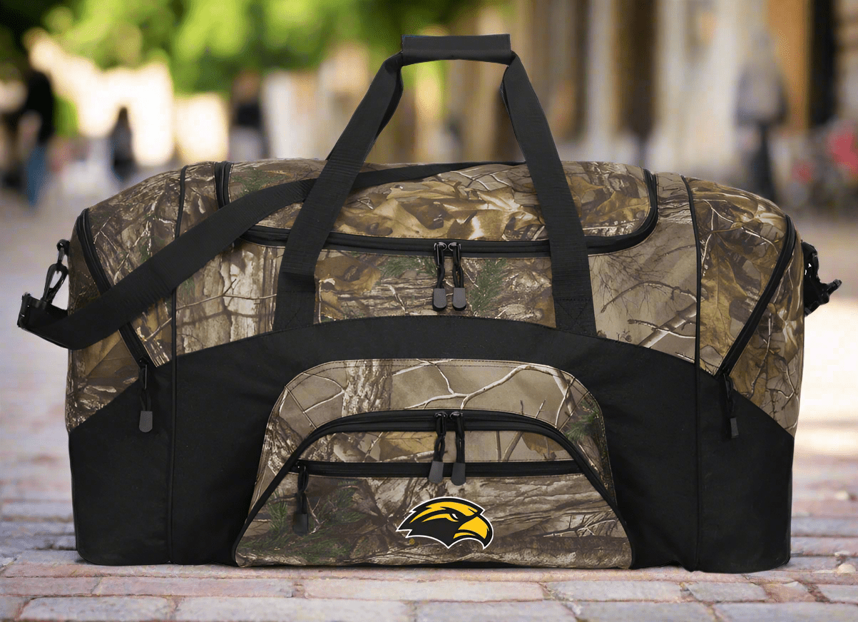 Southern Miss Camo Large Duffel Bag USM Suitcase Travel Bag or Sports Gear Bag