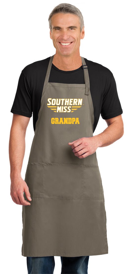 Southern Miss Large Apron USM Golden Eagles Apron - Adjustable with Pockets Grandpa on Khaki