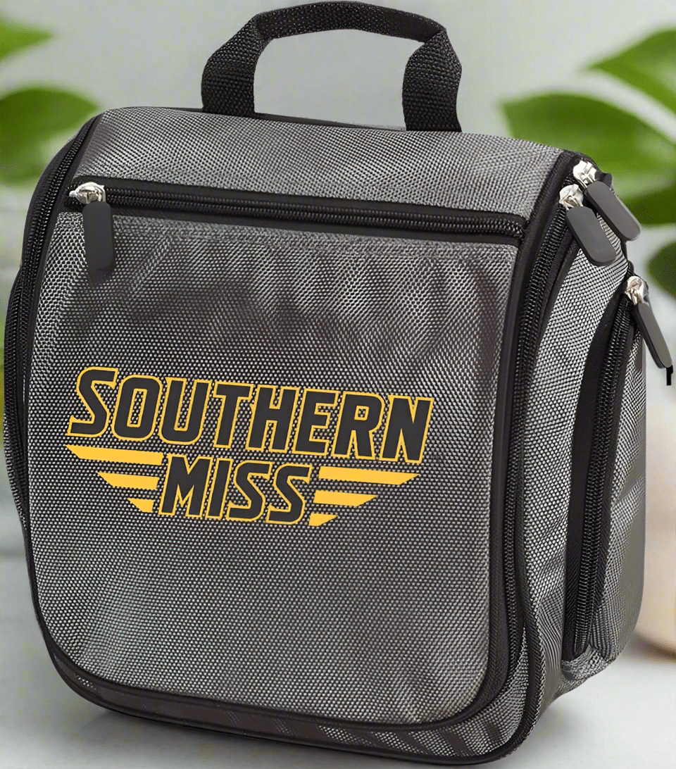 Southern Miss Toiletry Bag or Mens USM Golden Eagles Travel Shaving Kit Gray