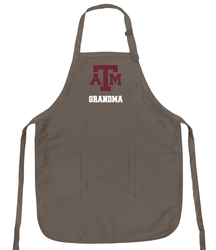 Texas A&M Apron Aggies Logo Aprons - Stain Resistant Fabric Grandma on Khaki