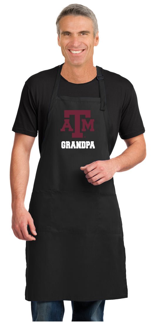 Texas A&M Large Apron Official Aggies Aprons - Adjustable with Pockets Grandpa on Black