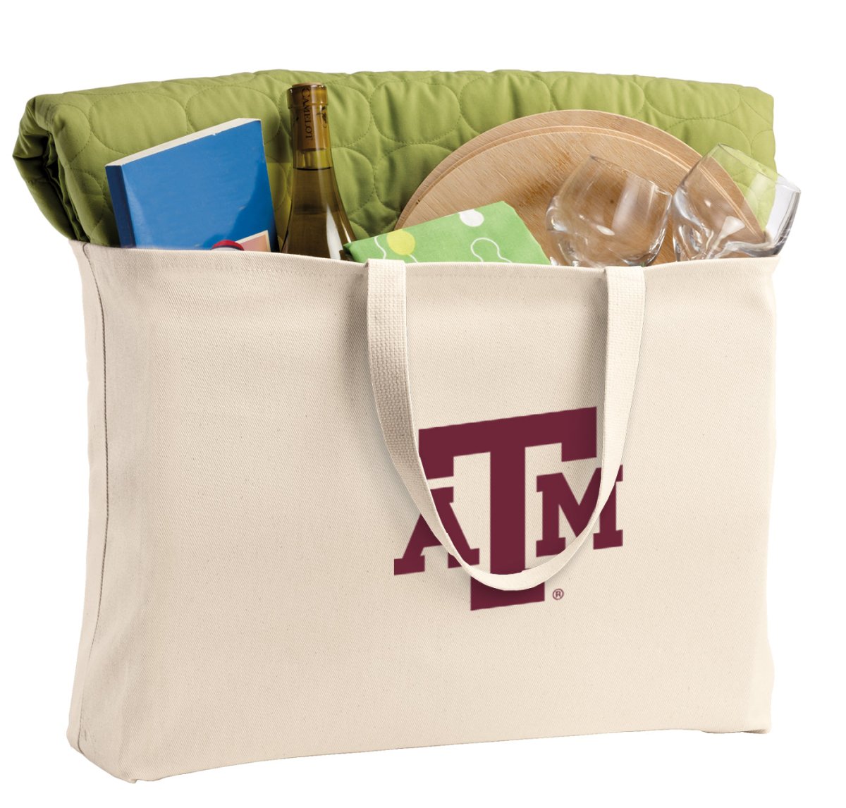 Texas A&M Large Tote Bag Aggies Jumbo Tote for Beach Pool or Travel Tan