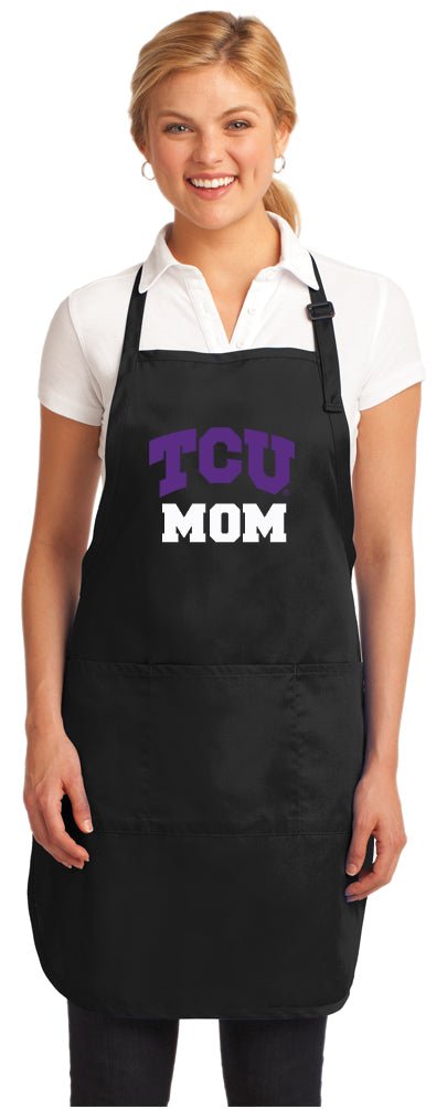 TCU Apron Texas Official Christian Aprons - Stain Resistant Fabric Mom on Black