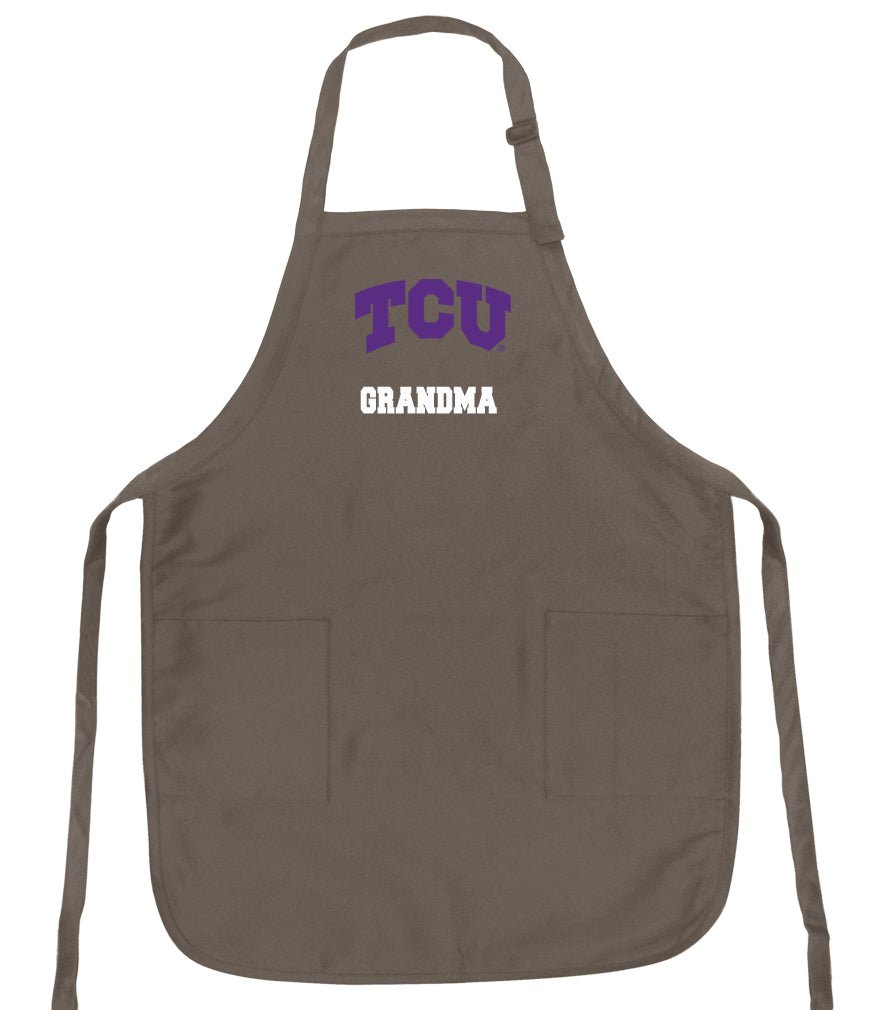 TCU Apron Texas Official Christian Aprons - Stain Resistant Fabric Grandma on Khaki