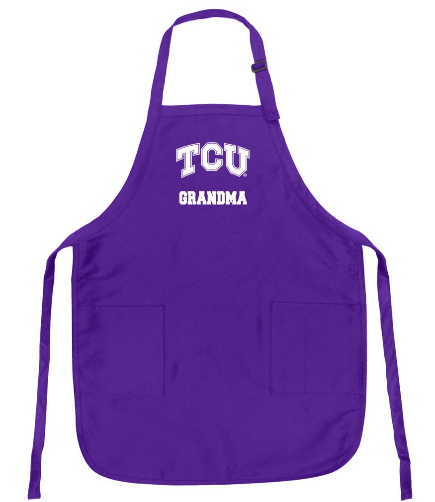 TCU Apron Texas Official Christian Aprons - Stain Resistant Fabric Grandma on Purple