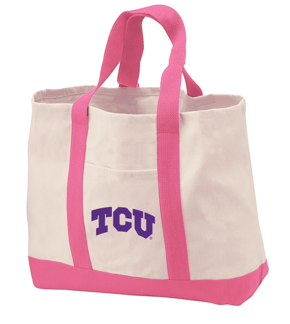 TCU Canvas Tote Bag Texas Christian Classic Tote Pink