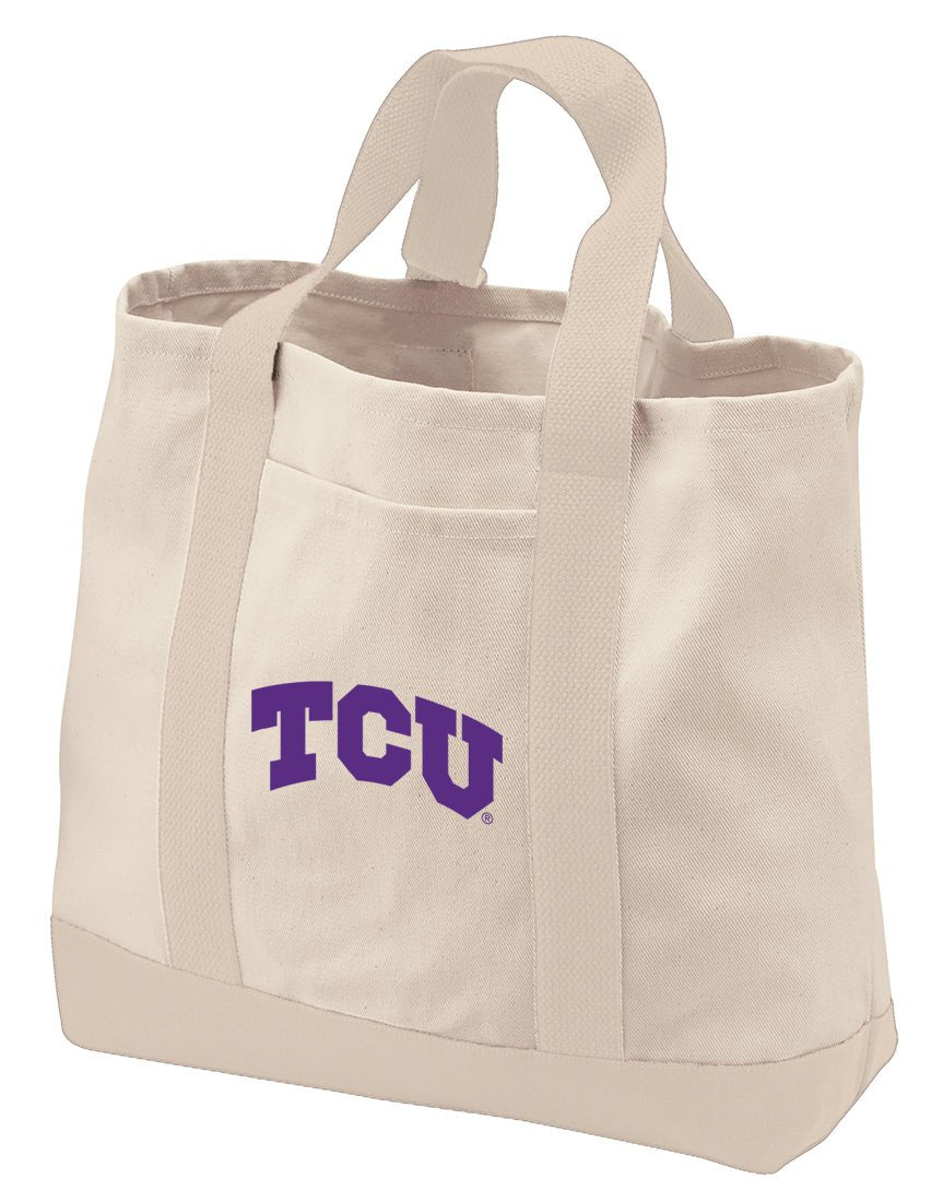 TCU Canvas Tote Bag Texas Christian Classic Tote Tan