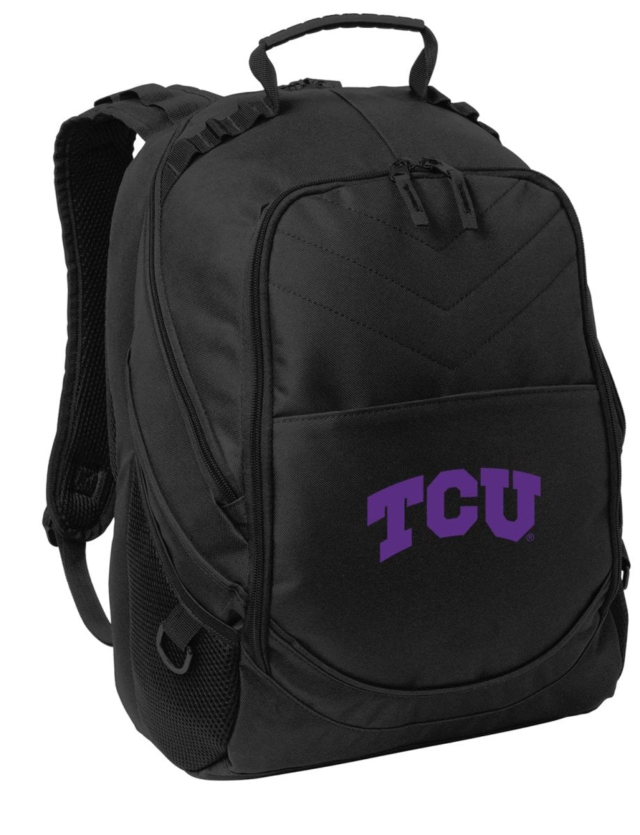 TCU Horned Frogs Laptop Backpack – Official Texas Christian University Bookbag – 17" Laptop Sleeve, NCAA School Gear – 600D Polyester Black