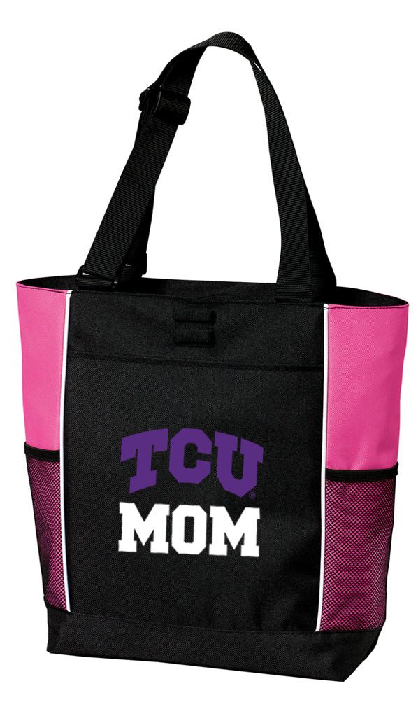 TCU Tote Bag Texas Christian Carryall Tote Mom on Pink
