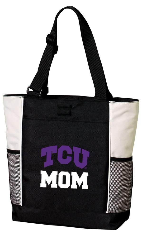 TCU Tote Bag Texas Christian Carryall Tote Mom on White
