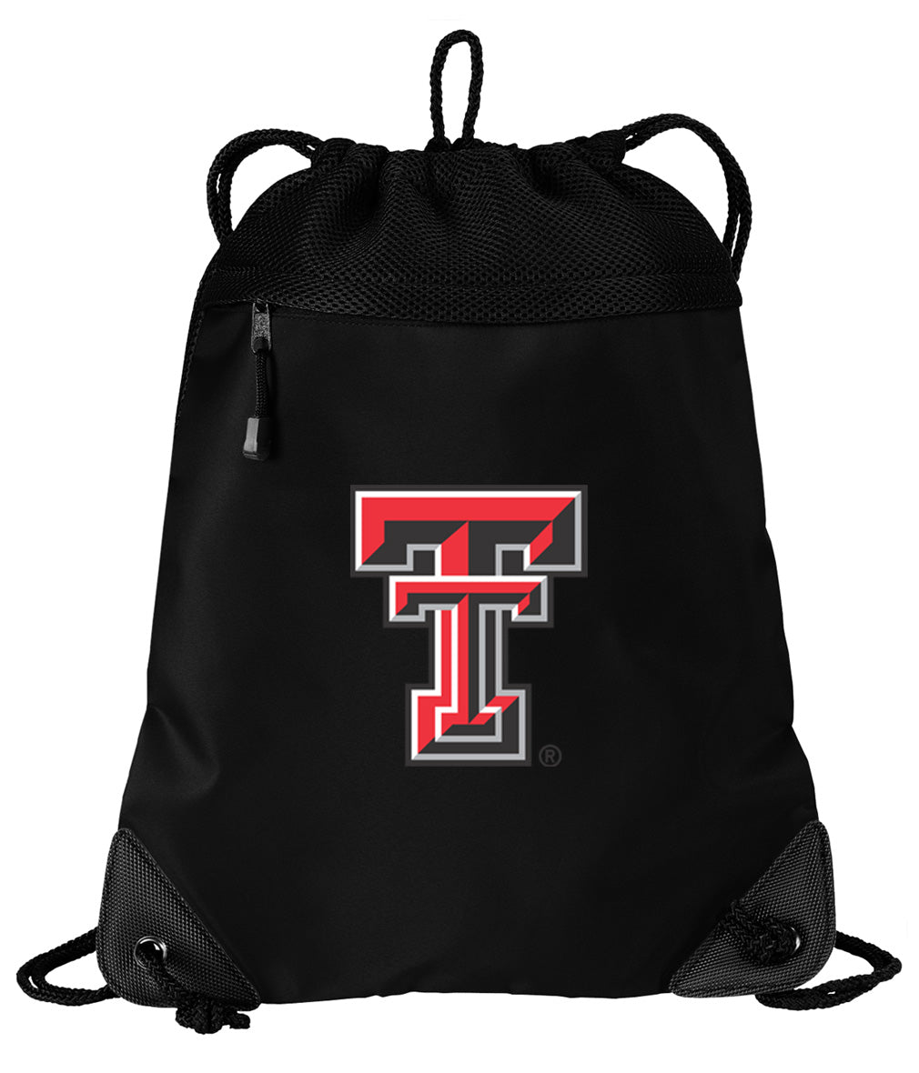 Texas Tech Drawstring Backpack TTU Cinch Pack - Mesh & Microfiber Black
