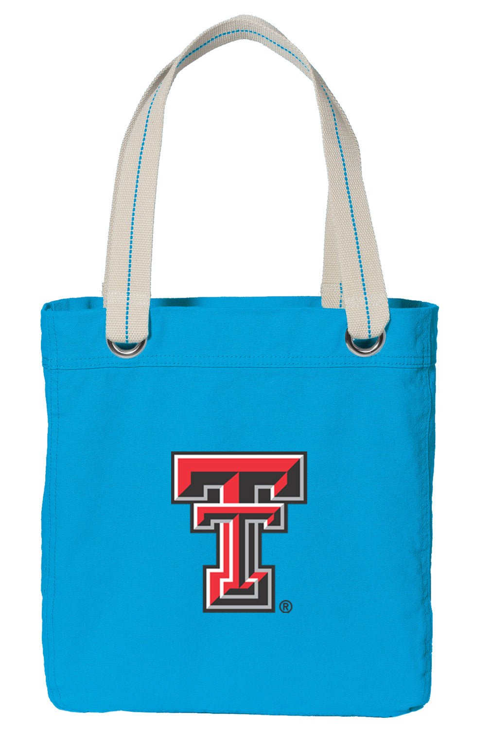 Texas Tech Tote Bag TTU Deluxe Canvas Shoulder Bag Light Blue