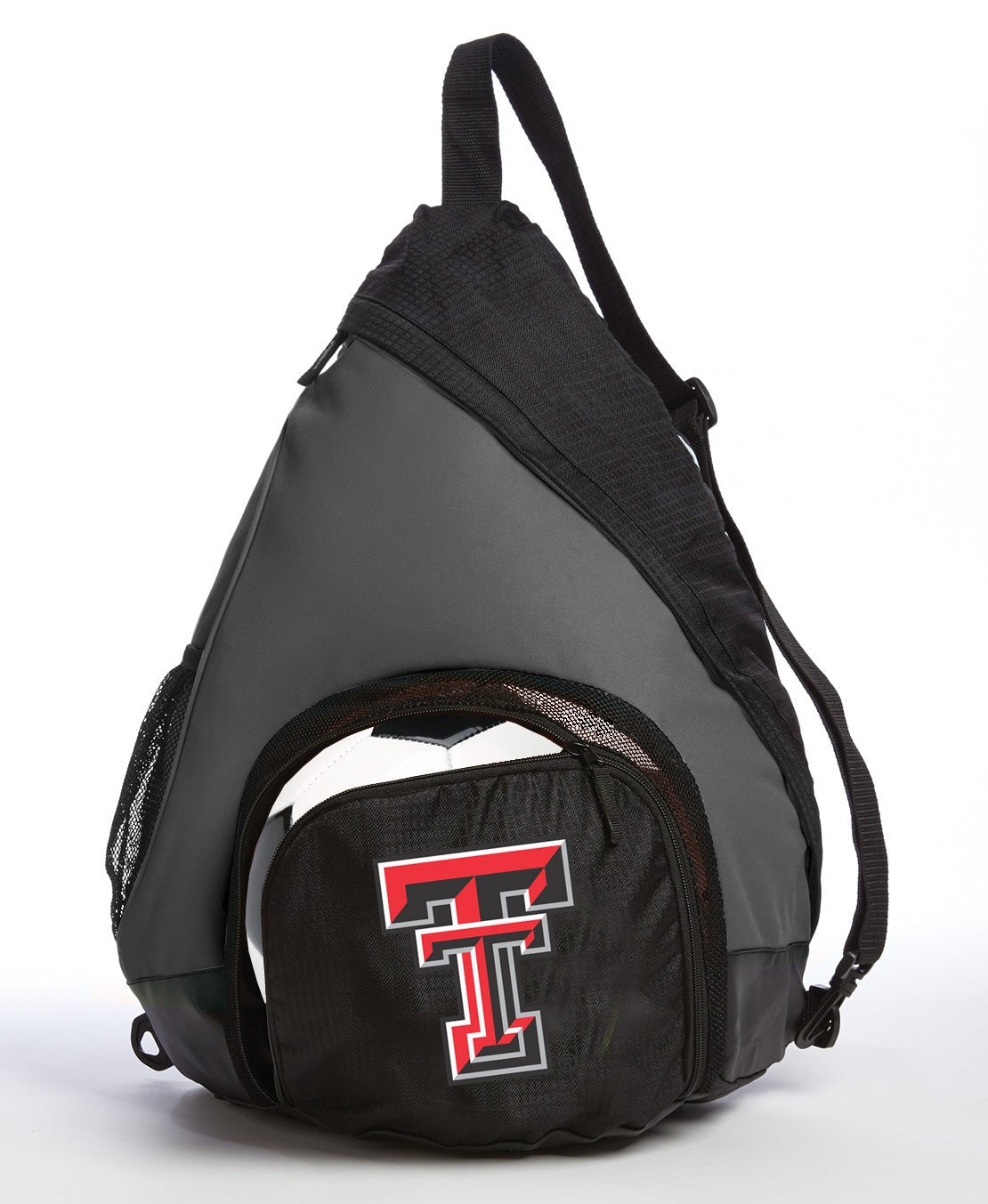 Texas Tech Sling Backpack TTU Bag with Soccer Ball or Volleyball Bag Sports Gear Compartment Practice Bag Black