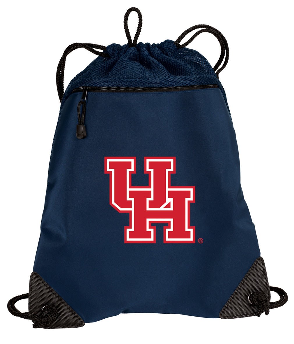 University of Houston Drawstring Backpack UH Cougars Cinch Pack - Mesh & Microfiber Navy