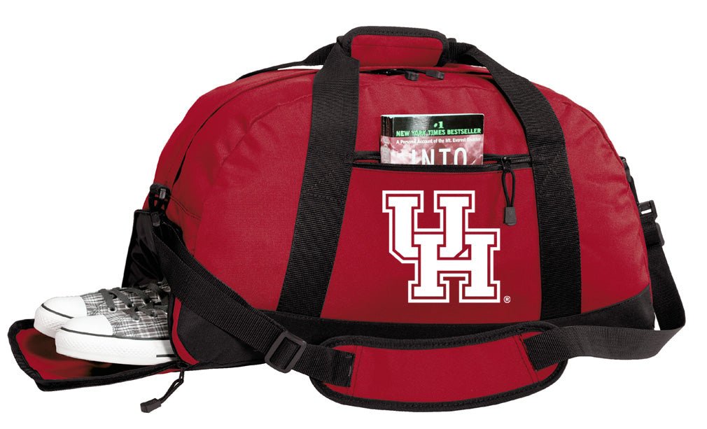 Houston Duffel Bag – Official Cougars Medium Gym & Travel Bag with Shoe Pocket – 600D Polyester Red