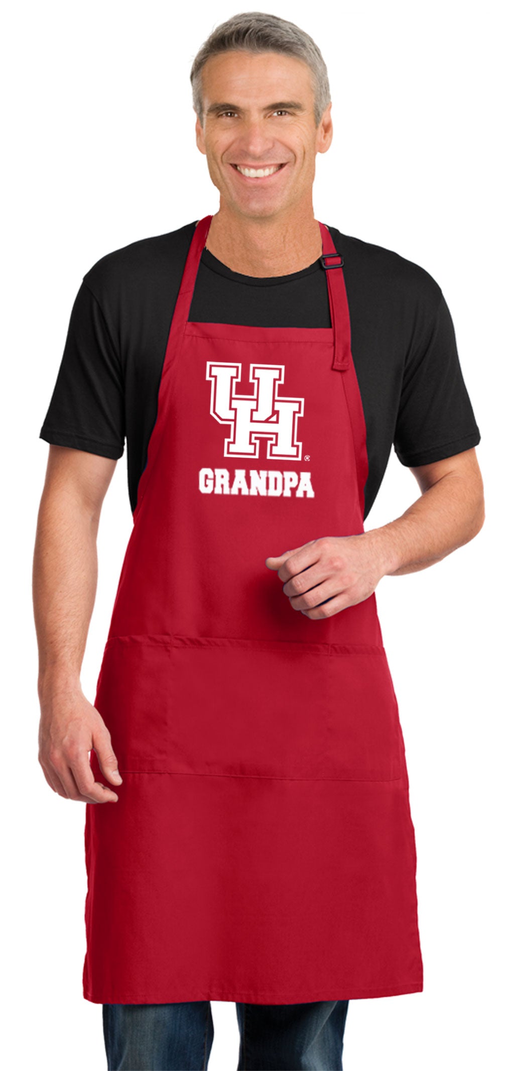 University of Houston Large Apron - Adjustable with Pockets Grandpa on Red