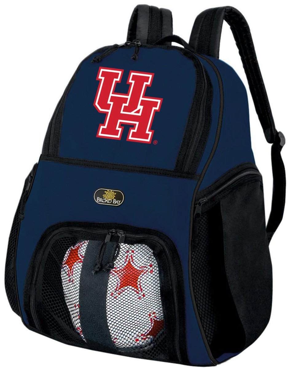 University of Houston Soccer Ball Backpack or UH Logo Volleyball Sports Gear Bag Navy