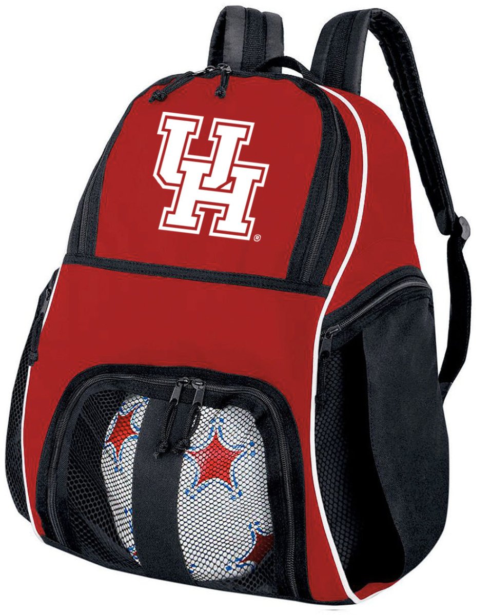 University of Houston Soccer Ball Backpack or UH Logo Volleyball Sports Gear Bag Red