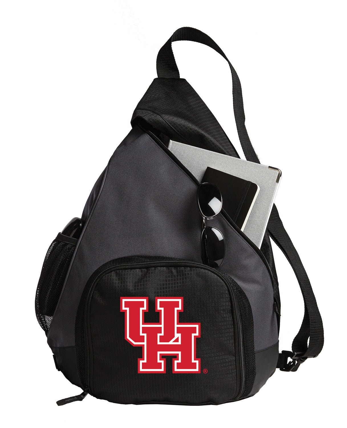 University of Houston Sling Backpack University of Houston Bag with Soccer Ball or Volleyball Bag Sports Gear Compartment Practice Bag Black