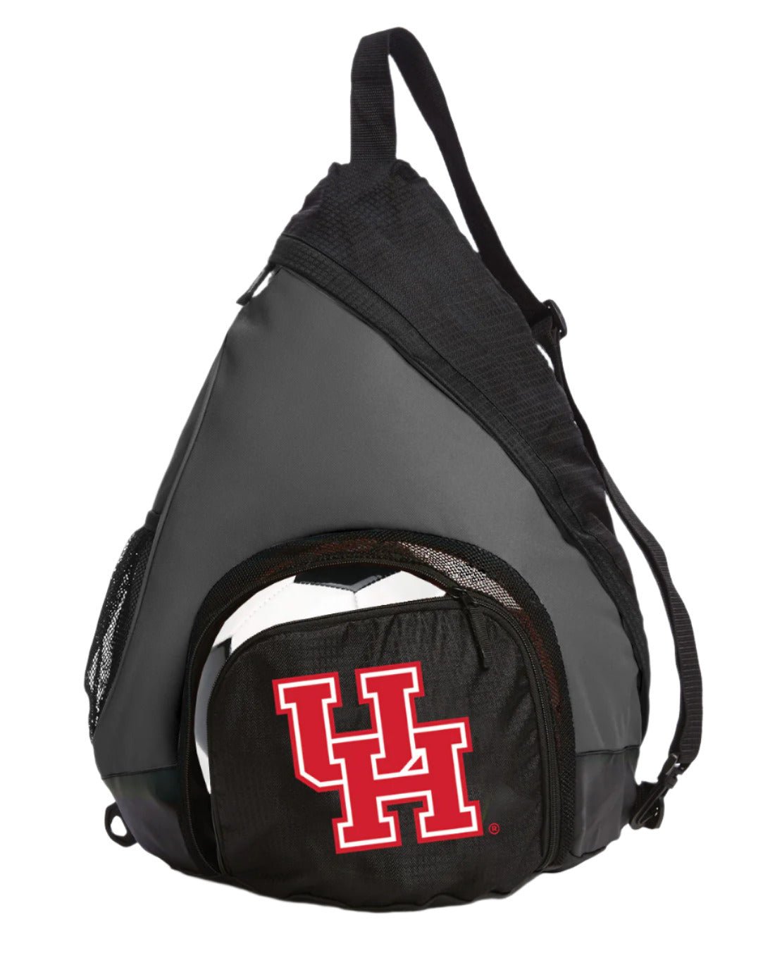 University of Houston Sling Backpack University of Houston Bag with Soccer Ball or Volleyball Bag Sports Gear Compartment Practice Bag Black