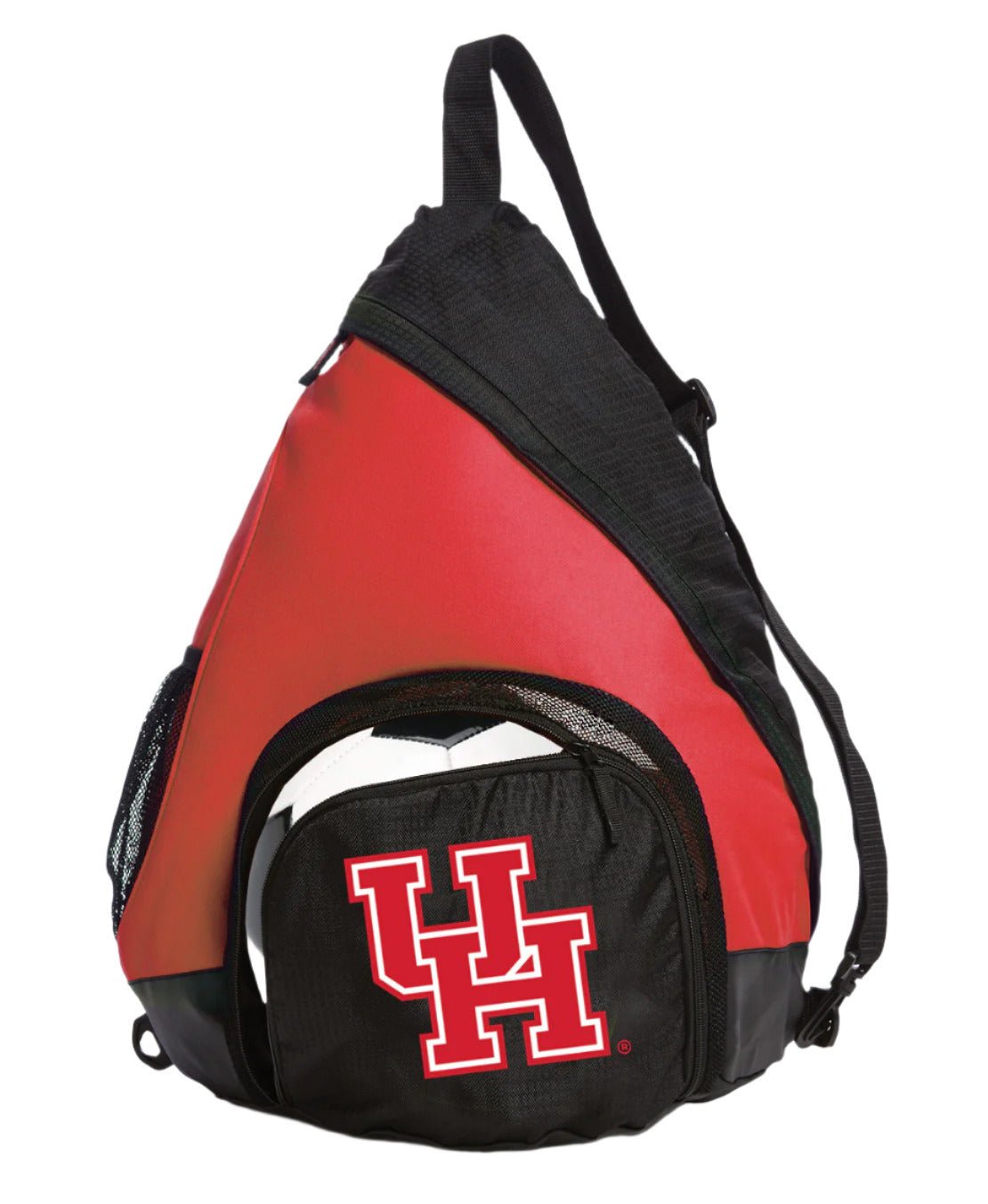 University of Houston Sling Backpack University of Houston Bag with Soccer Ball or Volleyball Bag Sports Gear Compartment Practice Bag Red