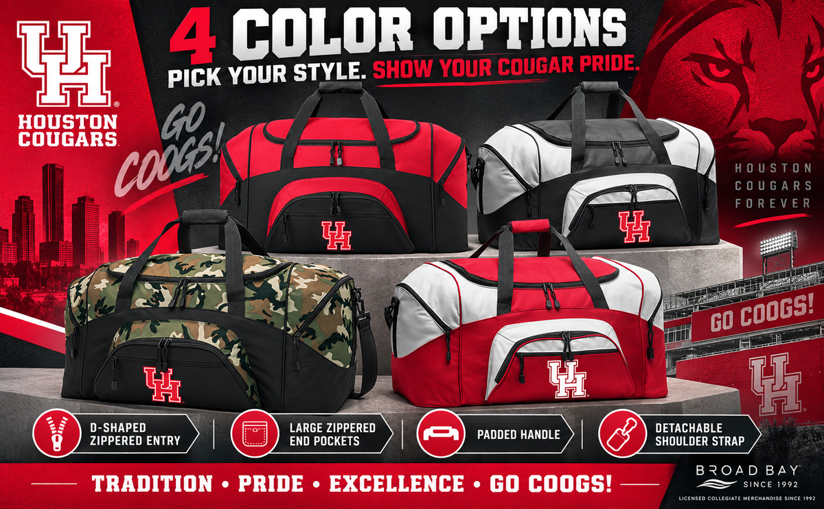 University of Houston Duffel Bag – UH Cougars Gym, Travel & Suitcase-Style Gear Bag Red
