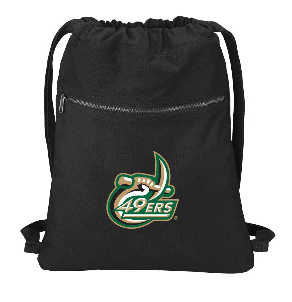 UNC Charlotte Canvas Drawstring Backpack Charlotte 49ers Cotton Cinch Pack Bag Black