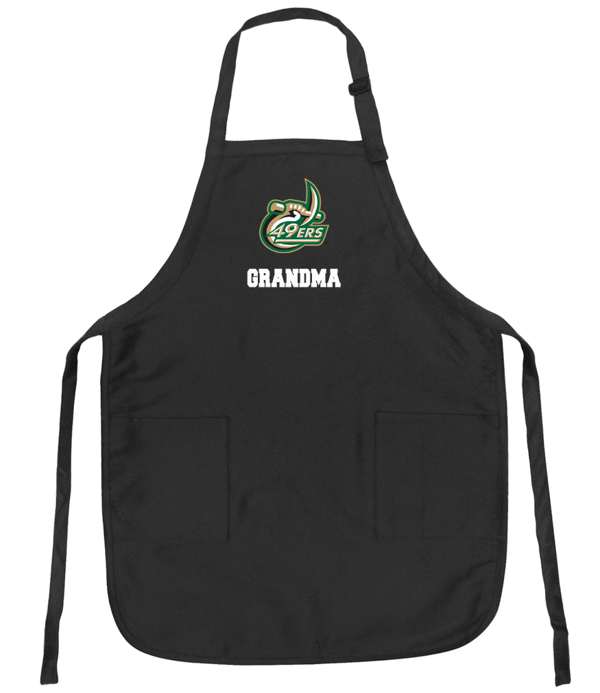 UNC Charlotte Apron Charlotte 49ers Apron - Stain Resistant Fabric Grandma on Black
