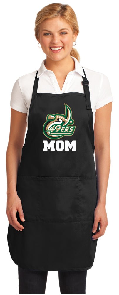 UNC Charlotte Apron Charlotte 49ers Apron - Stain Resistant Fabric Mom on Black