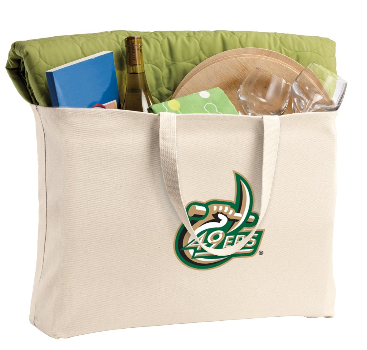 UNC Charlotte Large Tote Bag Charlotte 49ers Jumbo Tote for Beach Pool or Travel Tan