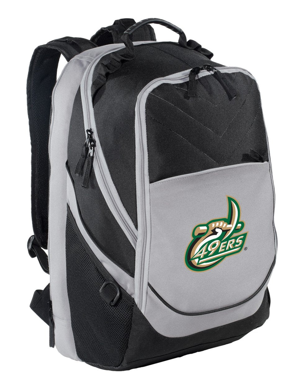 UNC Charlotte Laptop Backpack – Official Charlotte 49ers Bookbag – 17" Laptop Sleeve, NCAA School Gear – 600D Polyester Black and Gray