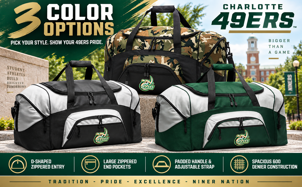 UNC Charlotte Duffel Bag – 49ers Gym, Travel & Sports Gear Bag Black