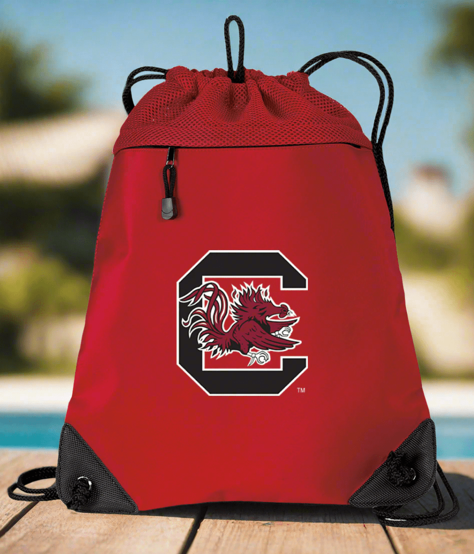 University of South Carolina Drawstring Backpack USC Gamecocks Cinch Pack - Mesh & Microfiber Red